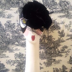 Vintage ◾VELVET & Tulle Black•Ribbon Accessory~Hair/Brooch/Etc.